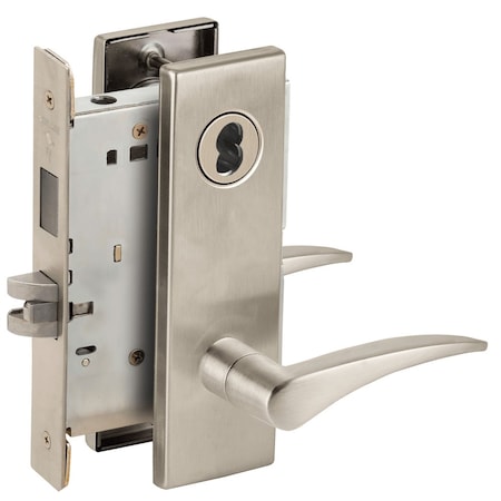 Schlage Corridor Mortise Lock with Deadbolt, 12N Design, FSIC Prep, Less Core, Satin Nickel L9456J 12N 619 RH